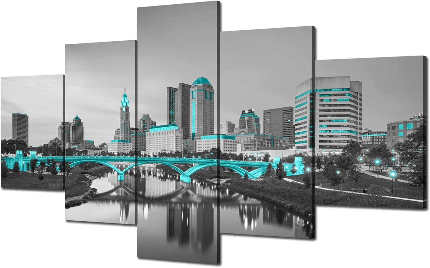 Charlotte Skyline Wall Art Charlotte North Carolina Wall Decor Charlotte Picture Frame Canvas Print Black and White Painting Charlotte City Poster Home Living Room Decoration(60x32 inches) - Image 18