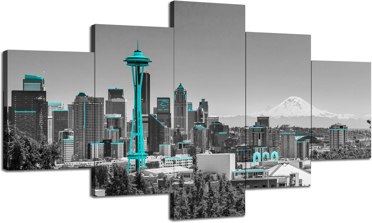 Charlotte Skyline Wall Art Charlotte North Carolina Wall Decor Charlotte Picture Frame Canvas Print Black and White Painting Charlotte City Poster Home Living Room Decoration(60x32 inches) - Image 10