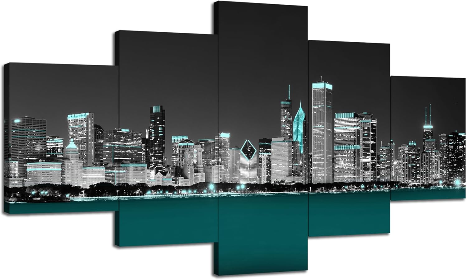 Charlotte Skyline Wall Art Charlotte North Carolina Wall Decor Charlotte Picture Frame Canvas Print Black and White Painting Charlotte City Poster Home Living Room Decoration(60x32 inches) - Image 13