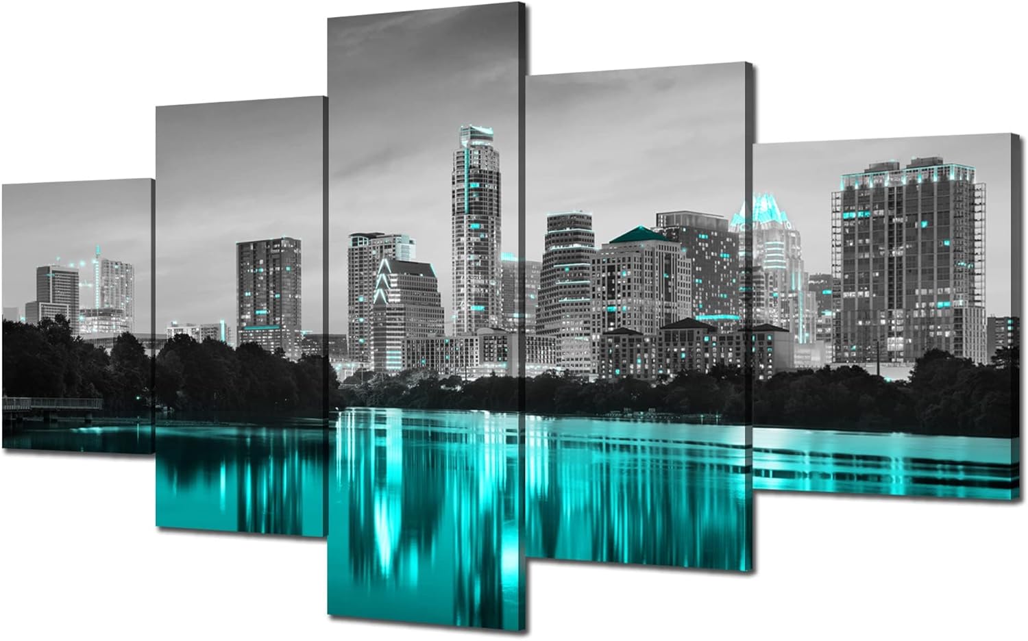 Charlotte Skyline Wall Art Charlotte North Carolina Wall Decor Charlotte Picture Frame Canvas Print Black and White Painting Charlotte City Poster Home Living Room Decoration(60x32 inches) - Image 20