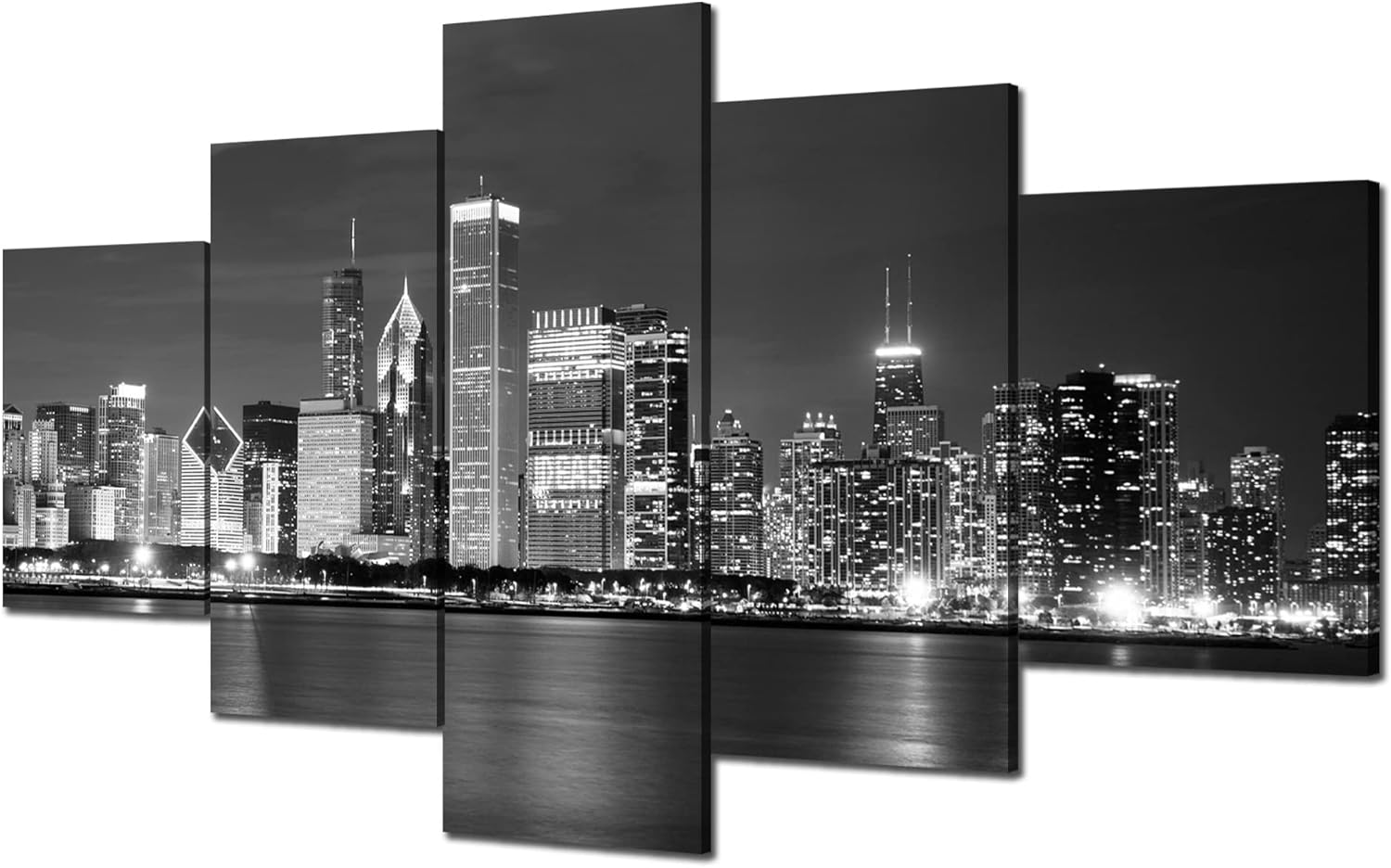Charlotte Skyline Wall Art Charlotte North Carolina Wall Decor Charlotte Picture Frame Canvas Print Black and White Painting Charlotte City Poster Home Living Room Decoration(60x32 inches) - Image 28