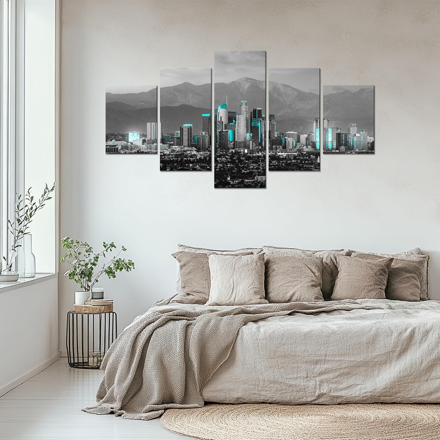 Charlotte Skyline Wall Art Charlotte North Carolina Wall Decor Charlotte Picture Frame Canvas Print Black and White Painting Charlotte City Poster Home Living Room Decoration(60x32 inches) - Image 22