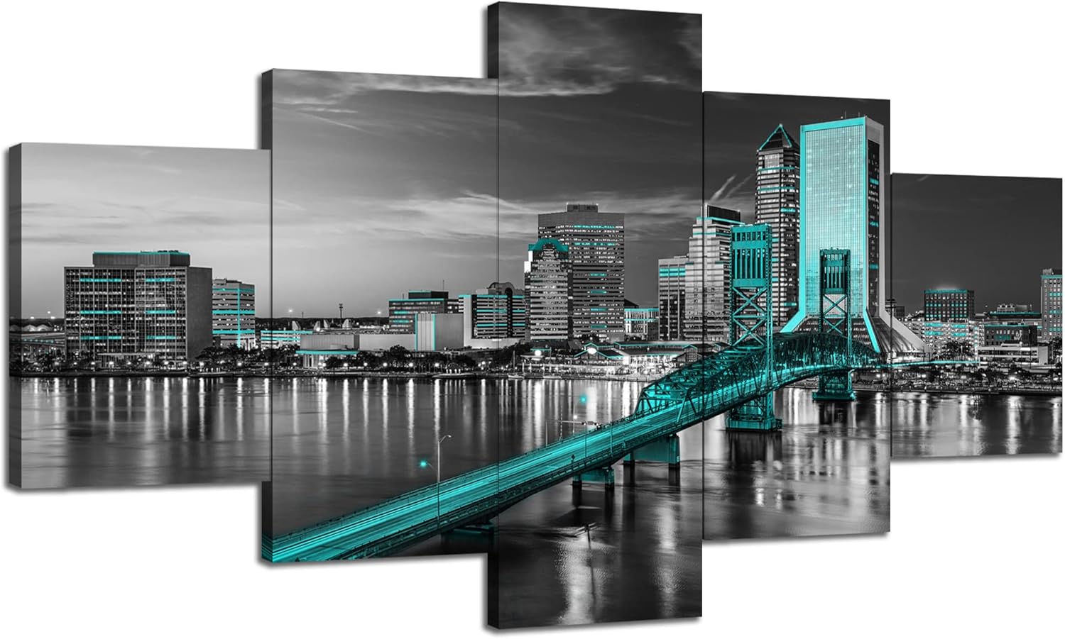 Charlotte Skyline Wall Art Charlotte North Carolina Wall Decor Charlotte Picture Frame Canvas Print Black and White Painting Charlotte City Poster Home Living Room Decoration(60x32 inches) - Image 32