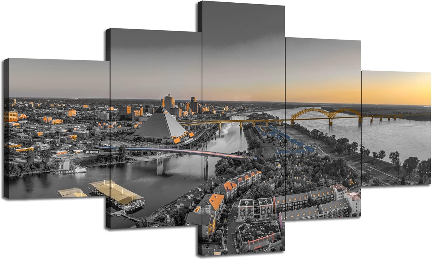 Charlotte Skyline Wall Art Charlotte North Carolina Wall Decor Charlotte Picture Frame Canvas Print Black and White Painting Charlotte City Poster Home Living Room Decoration(60x32 inches) - Image 12