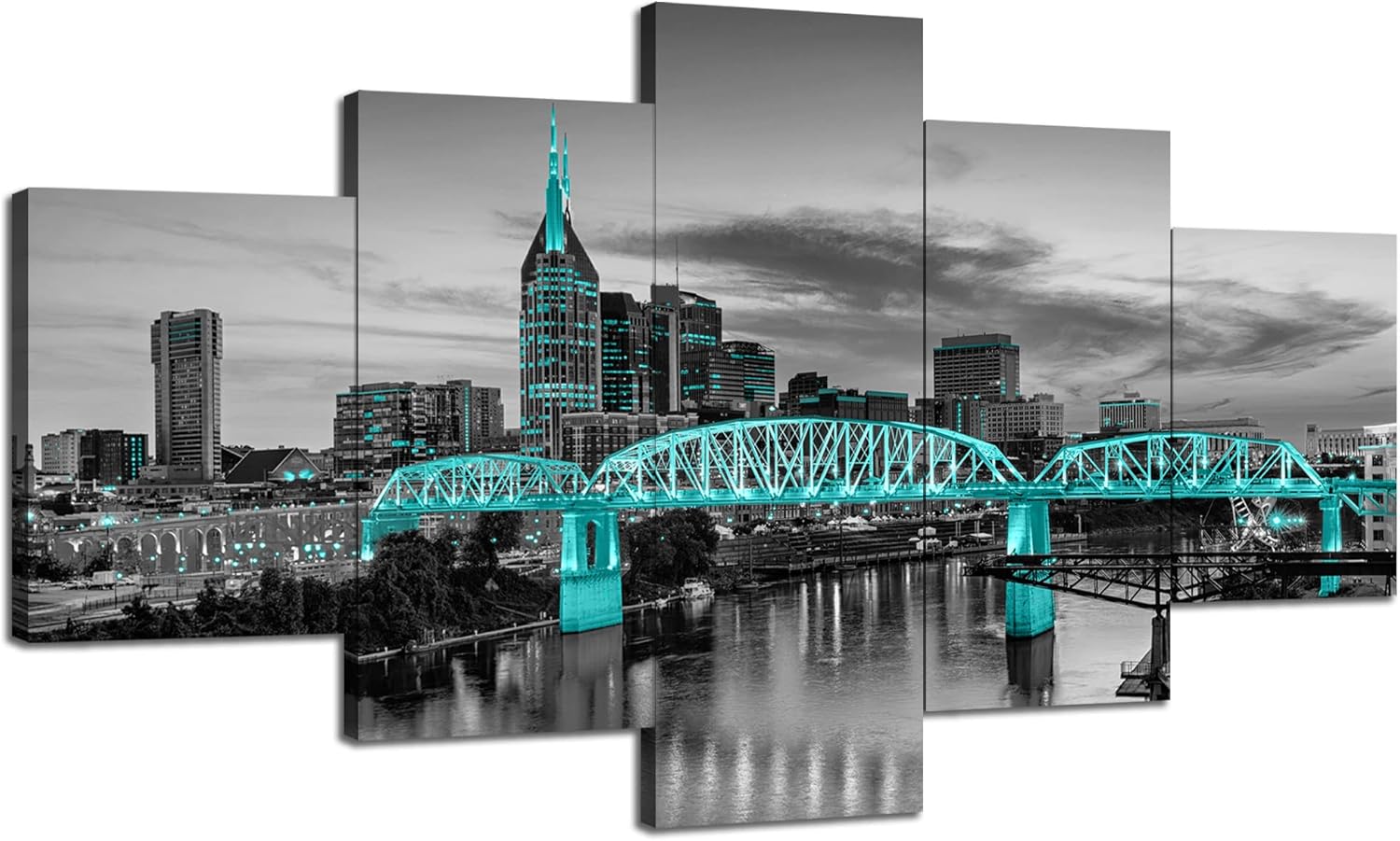 Charlotte Skyline Wall Art Charlotte North Carolina Wall Decor Charlotte Picture Frame Canvas Print Black and White Painting Charlotte City Poster Home Living Room Decoration(60x32 inches) - Image 26