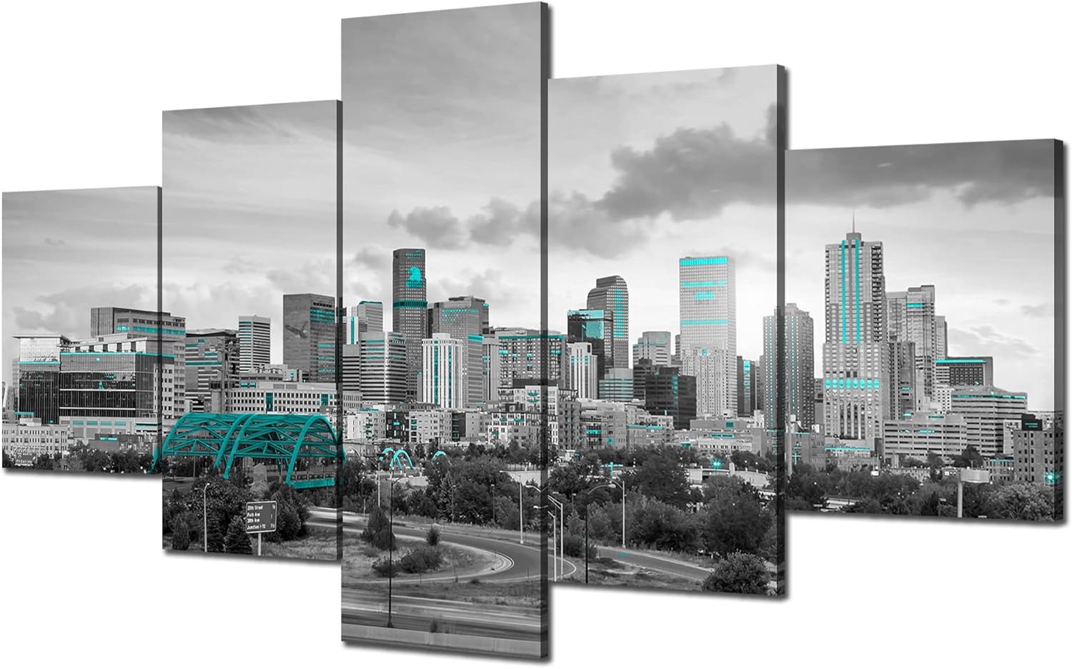 Charlotte Skyline Wall Art Charlotte North Carolina Wall Decor Charlotte Picture Frame Canvas Print Black and White Painting Charlotte City Poster Home Living Room Decoration(60x32 inches) - Image 19