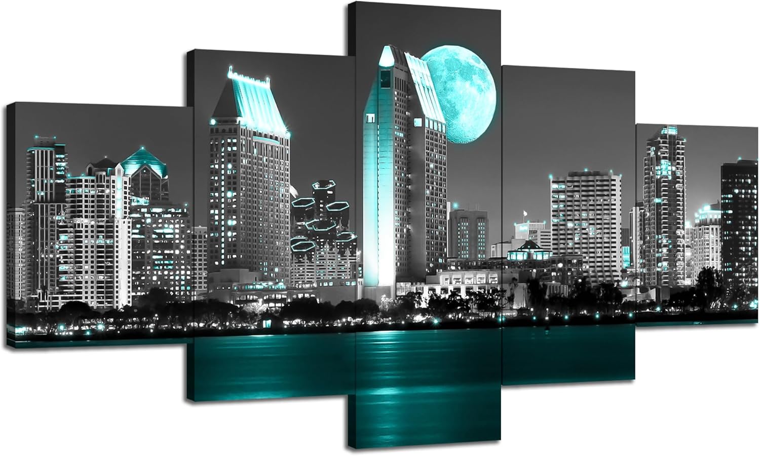 Charlotte Skyline Wall Art Charlotte North Carolina Wall Decor Charlotte Picture Frame Canvas Print Black and White Painting Charlotte City Poster Home Living Room Decoration(60x32 inches) - Image 21