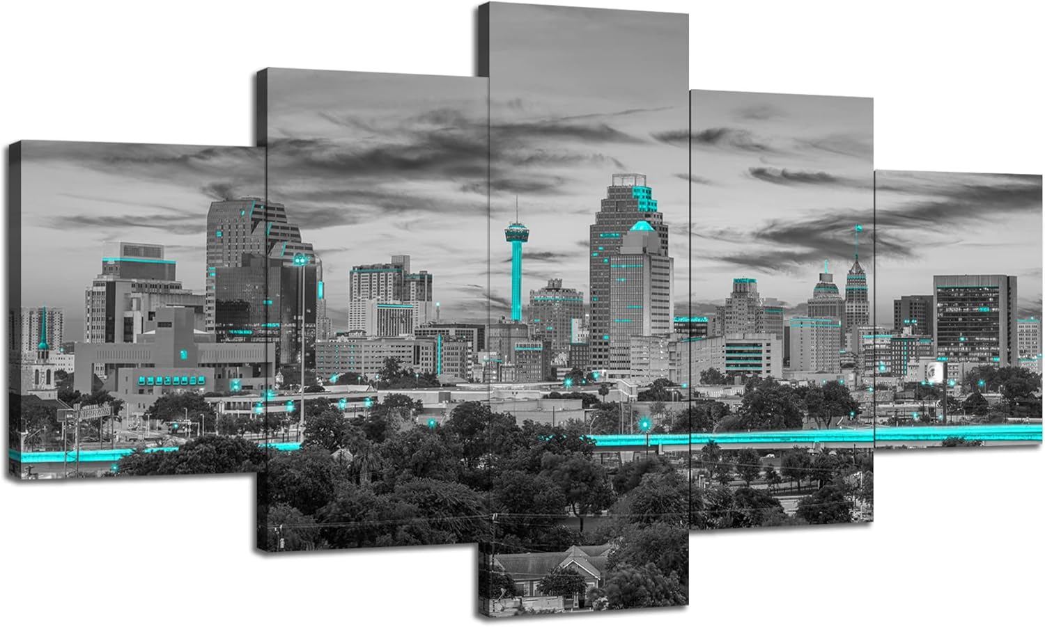 Charlotte Skyline Wall Art Charlotte North Carolina Wall Decor Charlotte Picture Frame Canvas Print Black and White Painting Charlotte City Poster Home Living Room Decoration(60x32 inches) - Image 8