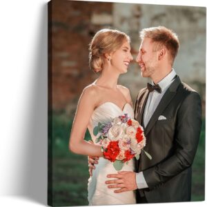 Custom Canvas Prints With Your Photos, Customized Picture On Canvas Print, Personalized Wall Framed Gifts for Family Anniversary Baby Pet Wedding Christmas Graduation Decor for Men\/Women 8 x 8in