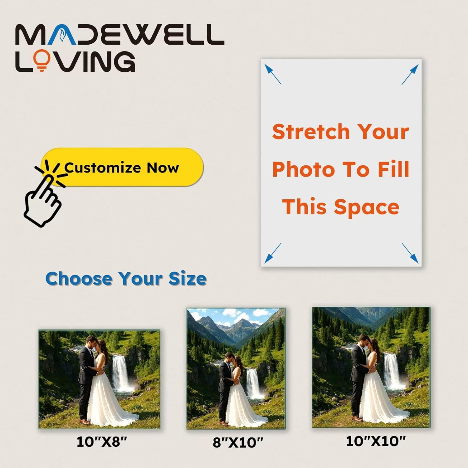 Custom Canvas Prints with Your Photos, Personalized Photo to Canvas Print Wall Art for Family Home Decor, Wedding Gifts, Wrapped Canvas 8x10inch - Image 6