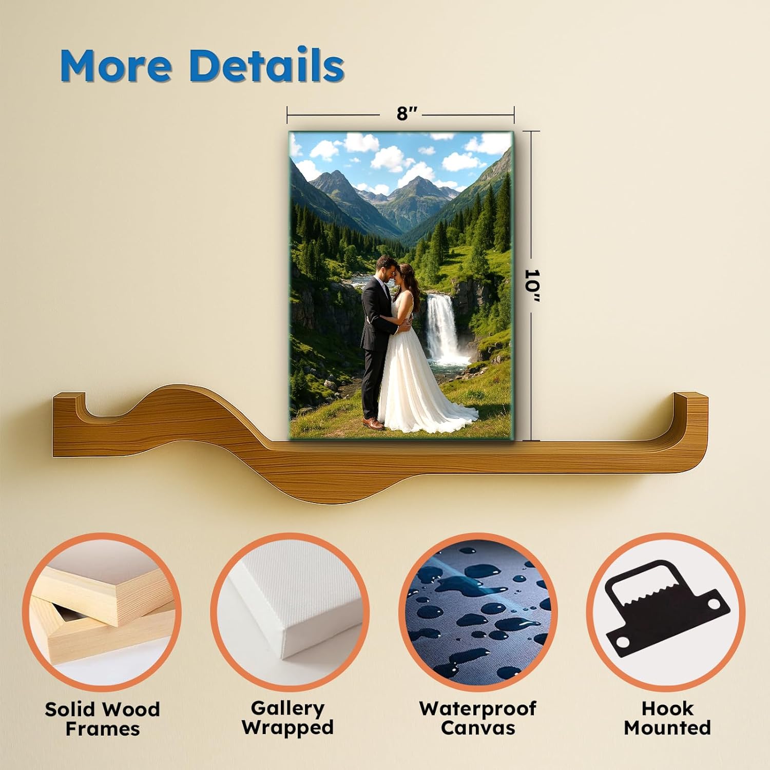 Custom Canvas Prints with Your Photos, Personalized Photo to Canvas Print Wall Art for Family Home Decor, Wedding Gifts, Wrapped Canvas 8x10inch - Image 5