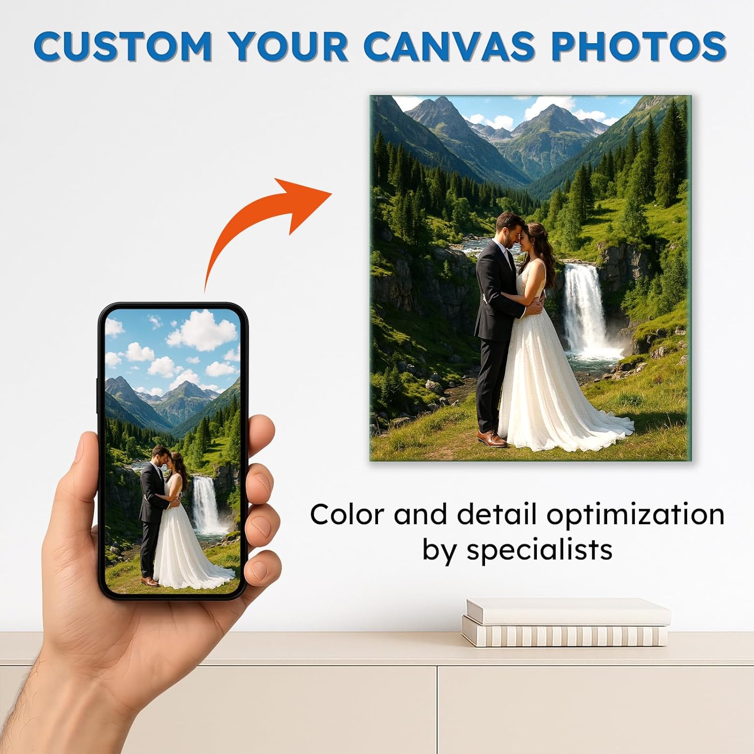 Custom Canvas Prints with Your Photos, Personalized Photo to Canvas Print Wall Art for Family Home Decor, Wedding Gifts, Wrapped Canvas 8x10inch - Image 3