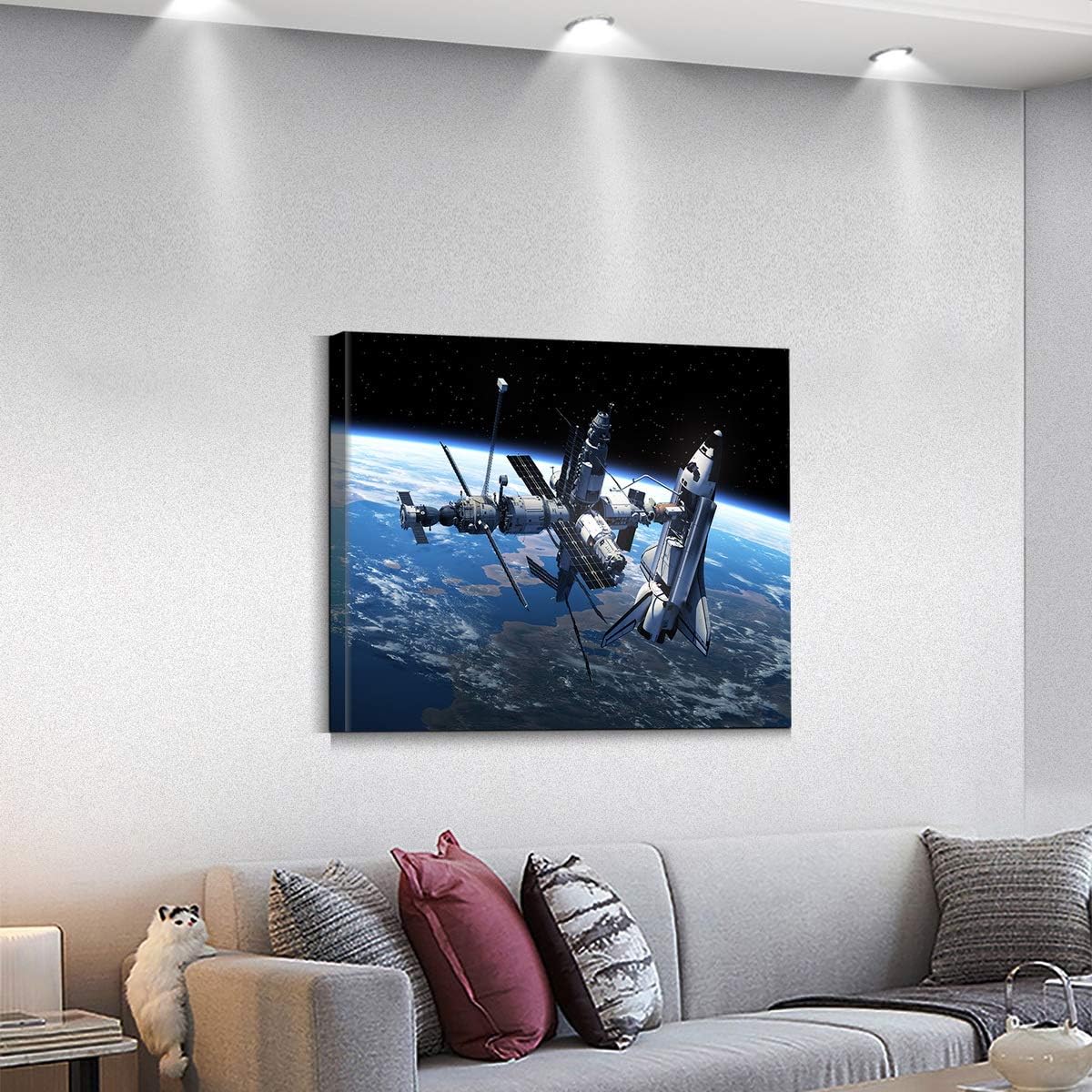 Denozer - International Space Station and Earth Poster Canvas Print Wall Art Landscape Picture Printed on Canvas NASA Home Decoration Giclee Artwork Ready to Hang 30x20 inches - Image 5