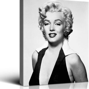 Denozer - Marilyn Monroe Canvas Wall Art Print Black and White Wall Art Home Decor Retro Vintage Design Gallery Stretched and Framed Ready to Hang - 20" x 24"