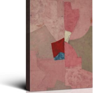 Denzoer Canvas Wall Art Red Geometry Abstract Painting Prints Wall Decor Contemporary Painting with Gallery Wrap Modern Artwork Pictures Framed for Living Room | Ready to Hang - 18x24 inches