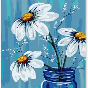 EFOTIML Paint by Numbers Kit for Adults Beginners & Kids Ages 8-12,1 Pack 16x20 inches Canva for Painting Kits for Adults in Colorful Box(Without Frame)-White Flowers and Vase