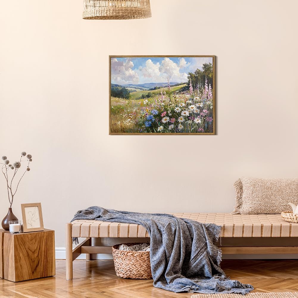 Framed Canvas Wall Art Prints Wildflower Oil Painting Aesthetic Room Decor Nature Rural Wilderness Landscape Poster Pictures Prints for Bathroom, Bedroom LivingRoom 8×10inch - Image 9