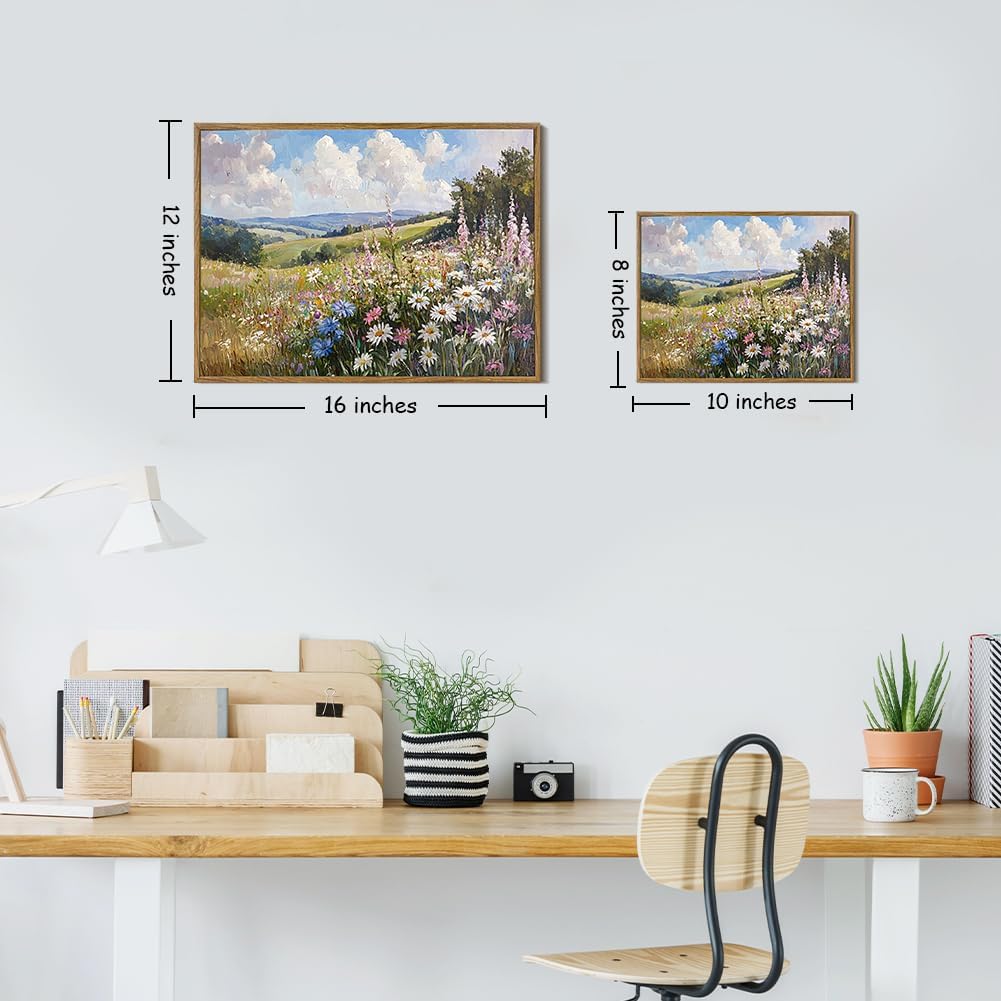 Framed Canvas Wall Art Prints Wildflower Oil Painting Aesthetic Room Decor Nature Rural Wilderness Landscape Poster Pictures Prints for Bathroom, Bedroom LivingRoom 8×10inch - Image 6