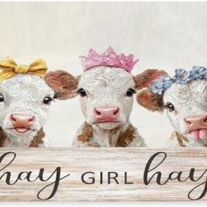 Funny Cow Wall Art Farmhouse Animal Canvas Decor Girls Room Kitchen Bedroom Bathroom Nursery Rustic Country Cow Print Cute Cowgirl Gift for Women Western Home Sign Baby Room, Gifts for Kids Canva
