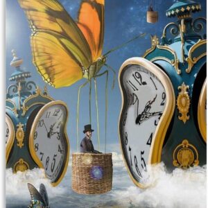generic Salvador Dali Oil Painting Poster Butterfly Clock Art Canvas Art Wall Painting Home Bedroom Printing Modern Decoration Poster 16x24inch(40x60cm), Unframe-style
