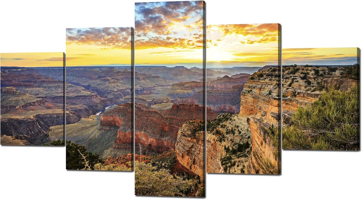 Grand Canyon Wall Art National Park Wall Decor Arizona Canyon Picture Canvas Print Southwestern Landscape Poster Painting Framed Living Room Bedroom Decoration(60''Wx32''H)