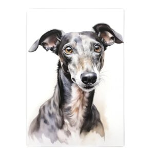 Greyhound Dog Print - Dog Wall Art Print Poster Unframed - Watercolor Pet Dog Portrait - Dog Wall Art - Cute Dog Painting - Dog Artwork Illustration (11x14)