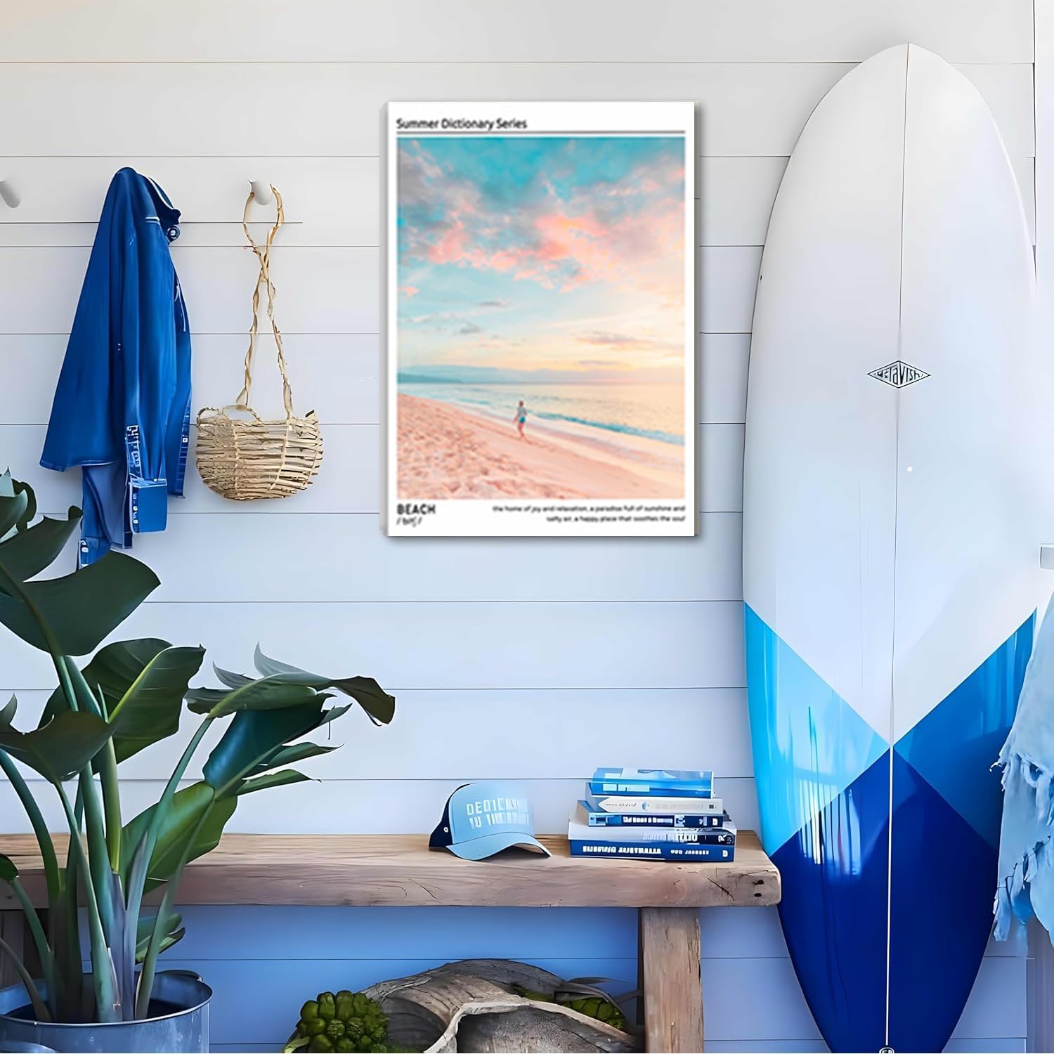 HNNXAR Pastel Coastal Canvas Wall Art Set Of 3 Colorful Beach Surf Poster Picture Prints Modern Preppy Aesthetic Ocean Painting College Room Decor For Dorm Apartment Girl Room Bedroom 16x24 Framed - Image 6