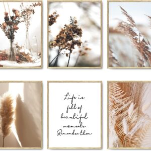 HoozGee Nature Wall Art Prints Set of 6 Canvas Art Wall Decor Botanical Print Pictures Reed Dried Flower Plant Poster Print Home Decorations for Living Room Wall Decor (8"x10" UNFRAMED)