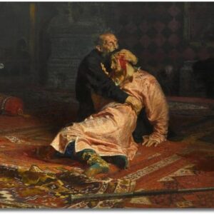 Ivan the Terrible and His Son on Friday 16 November 1581 by Ilya Repin Circa 1885 Realism art Vintage Print Poster wall art decoration canva room decorative gift 24x16" Overall Size