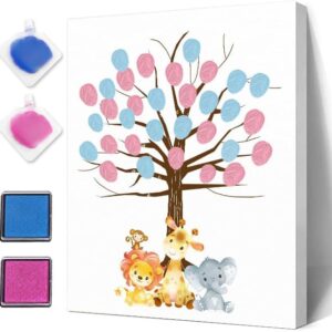 Jungle Gender Reveal Fingerprint Leaves Tree, Funny Baby Shower Guest Book Party Game, Gender Reveal Baby Shower Party Ideas, Gender Reveal Keepsake, Special Meaningful Canvas Decoration
