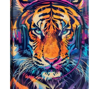 KPLUNDO Canvas Wall Art Tiger Wall Decor Graffiti Picture Funny Animal Listen to Music Painting Colorful Poster for Modern Home Decor Framed Ready to Hang(Art-3,16.00x24.00 inch)