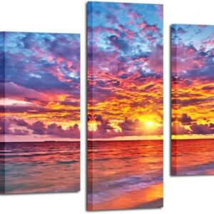 KREATIVE ARTS - 5 Pieces Modern Canvas Painting Wall Art Colorful Sunset Over Ocean on Maldives Seascape Picture Print On Canvas Giclee Artwork For Wall Decor (Large Size: L 60'' x H 32'')