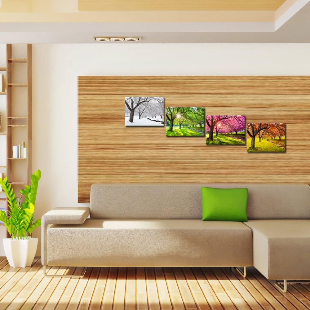 KREATIVE ARTS 4 Piece Canvas Wall Art Spring Summer Autumn Winter Four Seasons Landscape Colorful Tree Painting Picture Prints Modern Giclee Artwork Stretched Framed Bathroom 12x16inchx4pcs - Image 2