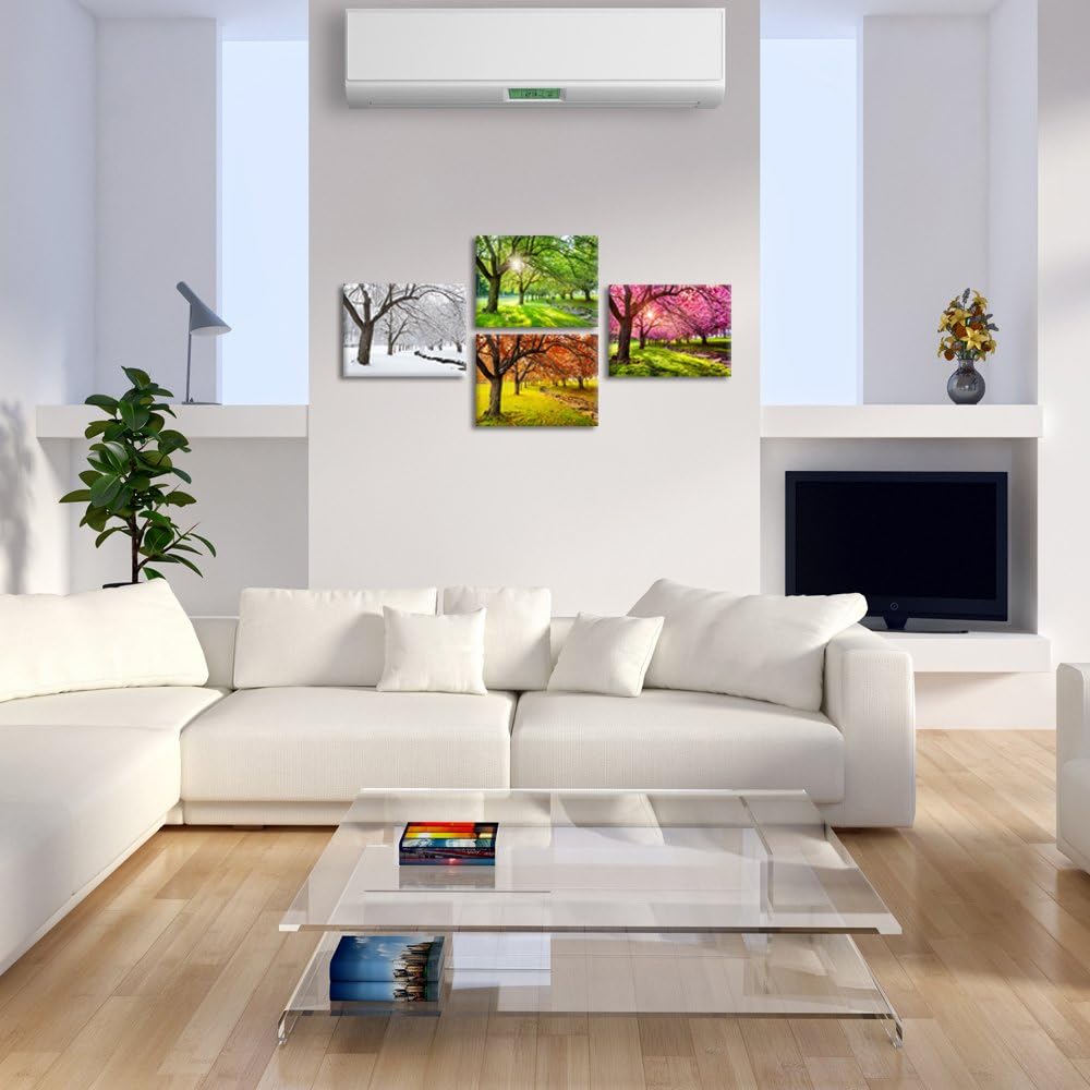 KREATIVE ARTS 4 Piece Canvas Wall Art Spring Summer Autumn Winter Four Seasons Landscape Colorful Tree Painting Picture Prints Modern Giclee Artwork Stretched Framed Bathroom 12x16inchx4pcs - Image 3