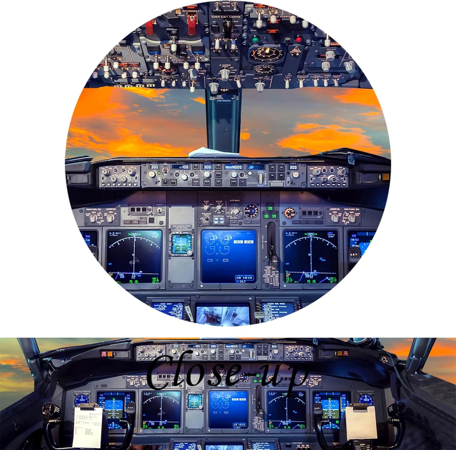 KREATIVE ARTS Canvas Prints Wall Art Airplane Cockpit Flight Deck in Sunset Photo Art Print Plane Poster Modern Home Decor Stretched and Framed Ready to Hang for Office Decorations 20x36inch - Image 5