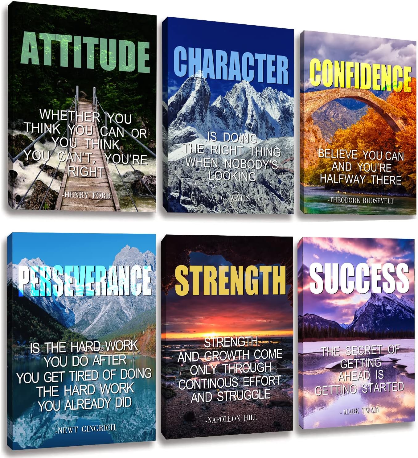 Landscape Canvas Wall Art,Motivational Wall Art Decoration Painting .Suitable forGym, Library, Office, Living Room and Home Deco,Tabletop\/Hanging(29x38cm) Framed