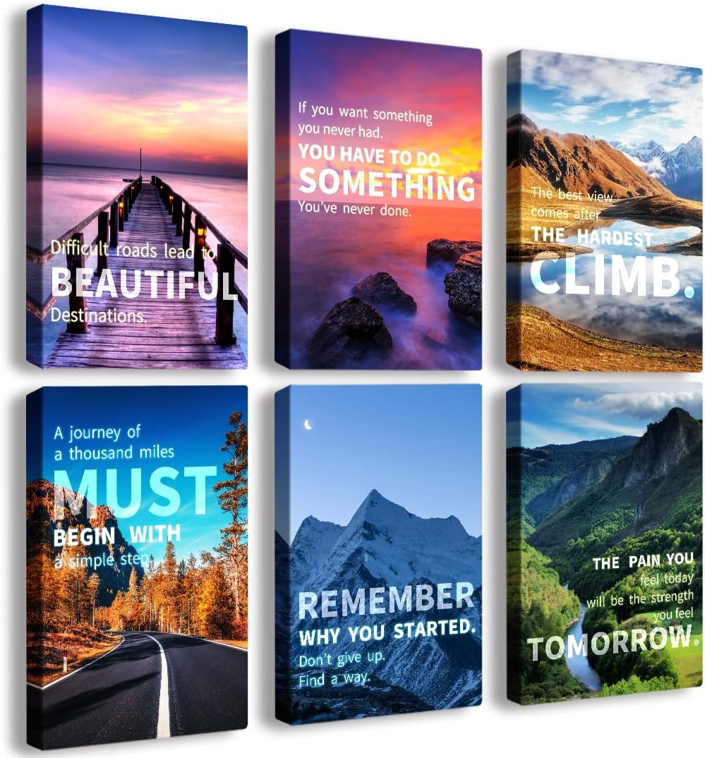 Landscape Canvas Wall Art,Motivational Wall Art Decoration Painting .Suitable forGym, Library, Office, Living Room and Home Deco,Tabletop\/Hanging(29x38cm) Framed - Image 12