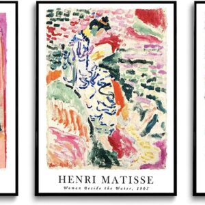 LYPHNX Henri Mattise Poster Wall Art Colorful Abstract Prints Set of 3 Vintage Aesthetic Canva Painting Picuter Floral Botanical Home Decor for LIving Room Bedroom Girls Room 16"x24" Unframed