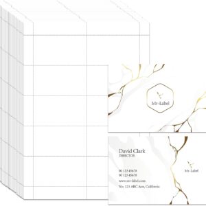 Mr-Label 240gsm Heavyweight Printable Business Cards 3.5" x 2", Photo Grade Color Printing, Micro-Perforated A4 Glossy White Double-Sided Inkjet Paper Cardstock (50 Sheets Total 500 Cards)