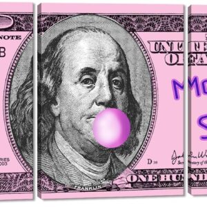 Novatique Money Wall Art 3 Pcs 100 Dollar Bill Pictures Canva Print Money Wall Art for Motivational Spaces Money Posters with Frames Ready to Hang, 12 x 16inch