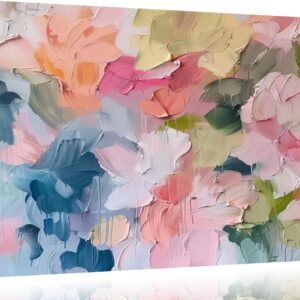 Pink Abstract Canva Wall Art Modern Colorful Oil Painting Style Wall Decor Pisture Danish Powder Palette Poster Print Painting for Living Room Bedroom Leisure Area Painting Artwork Home Decoration