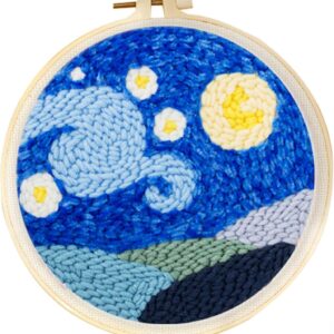 Punch Needle Kit, Punch Needle Embroidery Kits for Adults Beginners,with Printed Fabric, 4-Position Adjustable Poking Needle for Starter Embroidery Tool Kit for Art Crafts (Road)