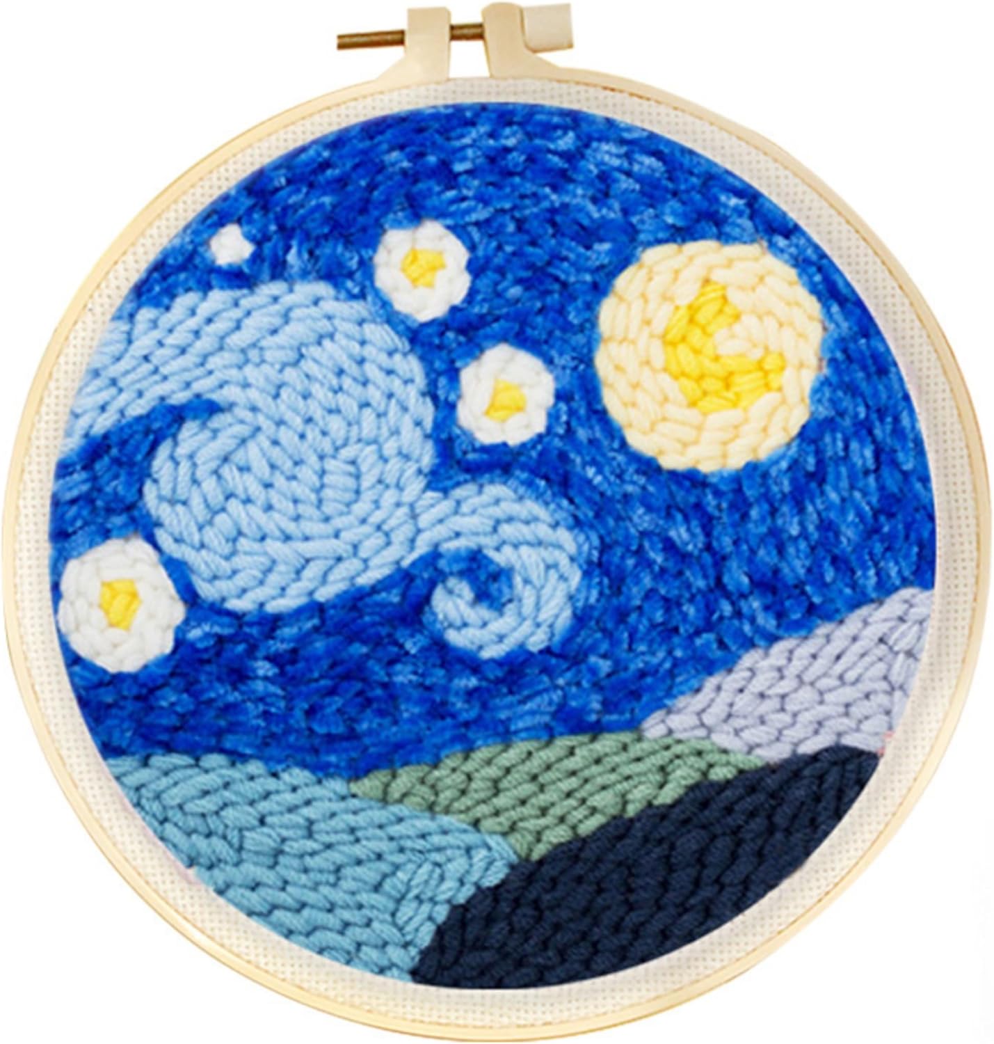 Punch Needle Kit, Punch Needle Embroidery Kits for Adults Beginners,with Printed Fabric, 4-Position Adjustable Poking Needle for Starter Embroidery Tool Kit for Art Crafts (Road)