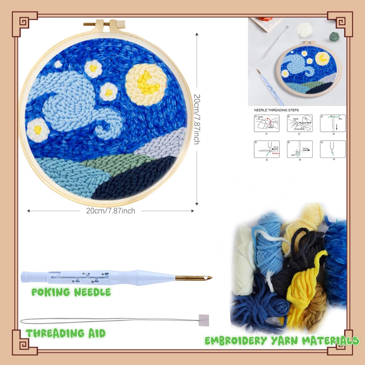 Punch Needle Kit, Punch Needle Embroidery Kits for Adults Beginners,with Printed Fabric, 4-Position Adjustable Poking Needle for Starter Embroidery Tool Kit for Art Crafts (Road) - Image 2