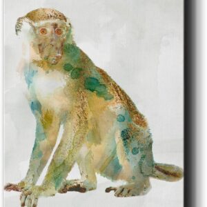 Renditions Gallery African Colors Monkey Wall Art, Premium Gallery Wrapped Canvas Decor, Ready to Hang, 20 in H x 16 in W, Made in America Print