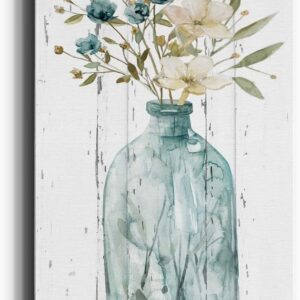 Renditions Gallery Canvas Flowers Wall Art Home Paintings & Prints Elegant Floral Vase Modern Romantic Botanical Bouquet Artwork Decorations for Office Bedroom Kitchen - 8"x16" LT43