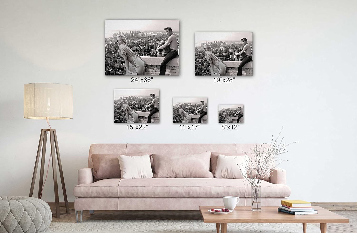 SpiritualHands Marilyn Monroe Canvas Wall Art & Poster - Trendy Girly Makeup Room Decor, Framed Vintage Vogue Print for Bedroom, Chanel Pictures (09 Marilyn Monroe with Elvis, 15" x 22" - Ready to Hang) - Image 2