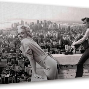 SpiritualHands Marilyn Monroe Canvas Wall Art & Poster - Trendy Girly Makeup Room Decor, Framed Vintage Vogue Print for Bedroom, Chanel Pictures (09 Marilyn Monroe with Elvis, 15" x 22" - Ready to Hang)