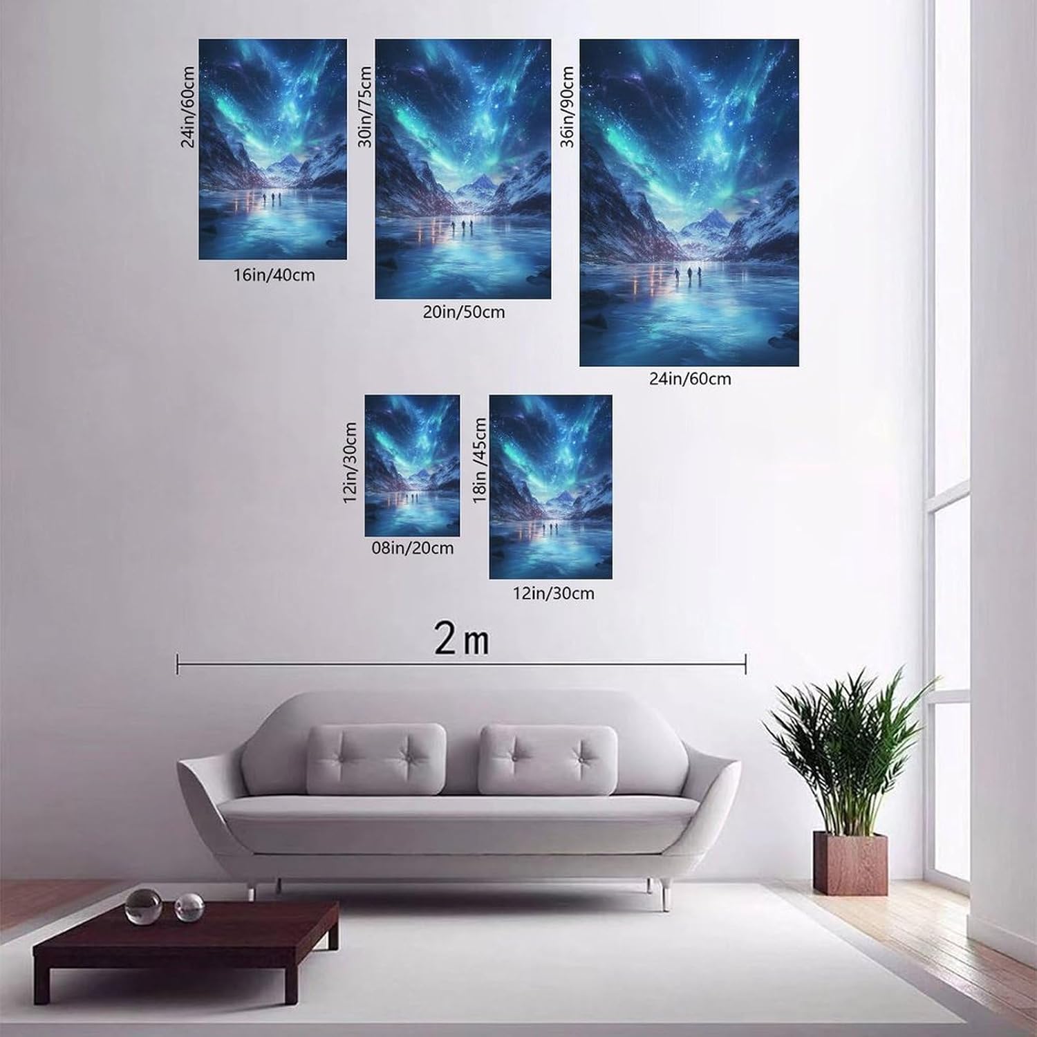 UZWGG 1pcs Framed Wall Art Nordic Aurora Ice Lake Night Scene Decor Canvas Printing Snow Mountain Starry Sky Art Hanging Painting Living Room Bedroom Wall Decor Wrapped Canva 16x24inch(40x60cm) - Image 8