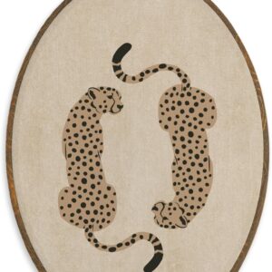 XBBMGG Trendy Leopard Wall Art Decor, Retro Preppy Girly Cheetah Oval Wall Hanging Decor, Maximalist Leopard Framed Canva Print for Girly Room Bedroom Apartment Dorm Decorations，8.6" x 11.4 "